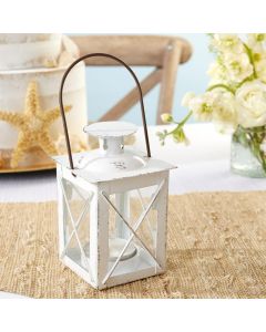 Luminous Distressed White Mini-Lantern Tea Light Holder