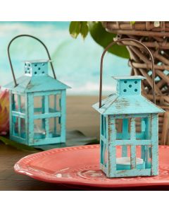 Vintage Blue Distressed Lantern - Small