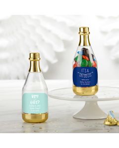 Personalized Gold Metallic Champagne Bottle Favor Container - Bachelor & Bachelorette (Set of 12)