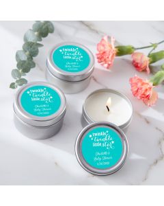 Personalized Travel Candle - Rustic Baby Shower