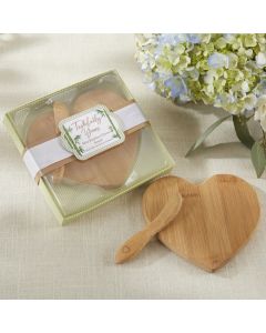 "Tastefully Yours" Heart Shaped Bamboo Cheese Board