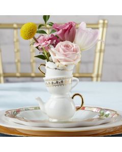 Tea Time Whimsy Ceramic Bud Vase - Medium