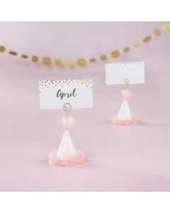Pink Party Hat Place Card Holder (Set of 6)