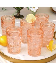 13 oz. Vintage Textured Rose Gold Drinkware (Set of 6)