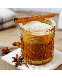 10 oz. Ribbed Retro Arch Floral Amber Drinking Glasses (Set of 6)