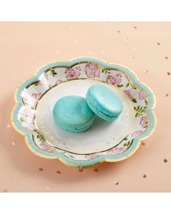 Tea Time Whimsy 7 in. Paper Plates - Blue (Set of 16)
