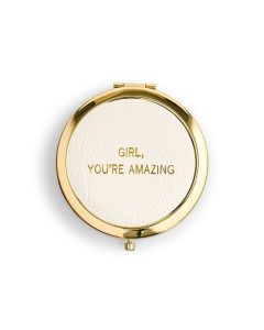 Faux Leather Compact Mirror - You're Amazing Emboss