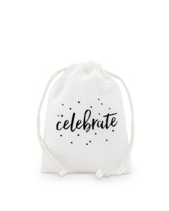 "celebrate" Print Muslin Drawstring Favor Bag - Small (12)
