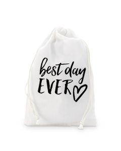 "best Day Ever" Print Muslin Drawstring Favor Bag - Medium (12)