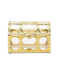 Small Clear Plastic Wedding Favor Container Set - Gold Treasure Chest (set of 2)