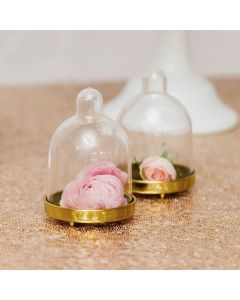 2pcs Small Clear Plastic Wedding Favor Container Set - Dome with Gold Base