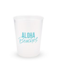 Personalized Frosted Plastic Party Cups - Aloha Beaches - Set of 8