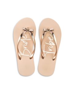 Women’s Blush Pink & Rose Gold Flip-Flops with Bow - Bride Tribe Blush