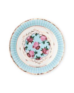 Large Round Disposable Paper Party Plates - Modern Floral Tea Party - Set Of 8