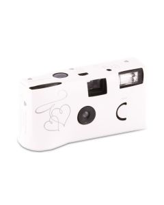 Enchanted Hearts White And Silver Single Use Camera
