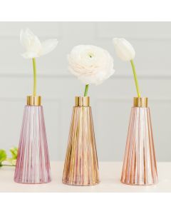 Tapered Colored Glass Bud Vases - Pink - Set Of 3