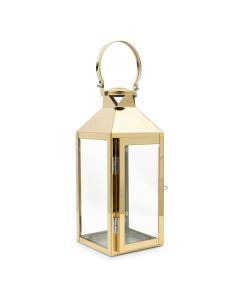 Large Square Decorative Metal Hanging Lantern - Gold