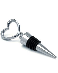 Wine Stopper Favor Silver Heart Shaped
