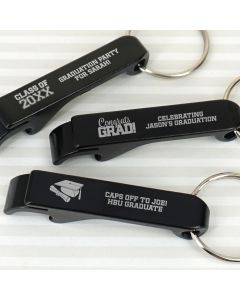 Graduation Black Aluminum Keychain Bottle Opener