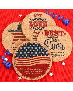 Patriotic Round Cork Coasters