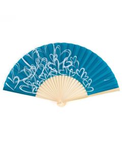 Contemporary Hearts Silk Fan - Oasis Blue (6)