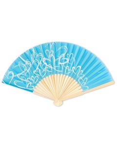 Contemporary Hearts Silk Fan - Aqua Blue (6)