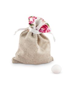 Linen Drawstring Bag With Floral Print Trim (12)