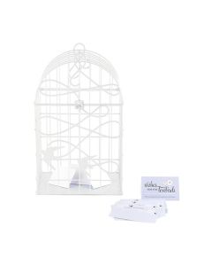 Modern Decorative Birdcage with Birds in Flight White