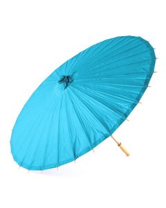 Large 32" Japanese/Chinese Paper Parasol with Bamboo Handle - Caribbean Blue