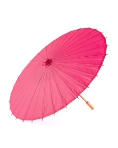 Large 32" Japanese/Chinese Paper Parasol with Bamboo Handle - Fuchsia