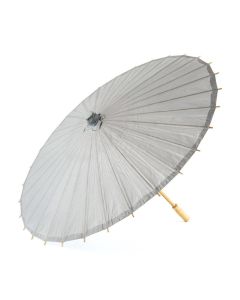 Large 32" Japanese/Chinese Paper Parasol with Bamboo Handle - Silver