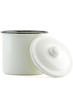 Vintage White Enamelware Canister With Lid Favor (4)
