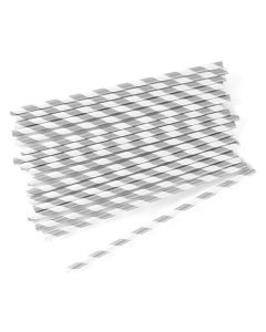 "Sippers" Candy Striped Metallic Print Paper Straws (set of 75)