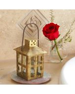 Vintage Antique Gold Distressed Lantern - Small