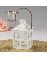 Vintage White Distressed Lantern - Medium