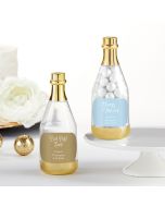 Personalized Gold Metallic Champagne Bottle Favor Container - Wedding (Set of 12)