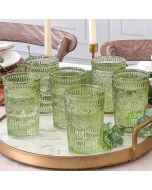 13 oz. Vintage Textured Sage Green Glass (Set of 6)