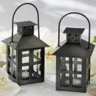 Luminous Black Mini-Lantern Tea Light Holder with soy tealight