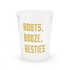 Personalized Frosted Plastic Party Cups - Boots, Booze, Besties - Set of 8