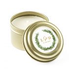 Personalized Gold Tin Candle Wedding Favor - Love Wreath Initial 3oz