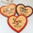 Personalized Wedding Heart Cork Coaster