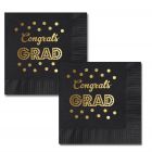 Metallic Gold & Black Graduation Napkins (set of 25)