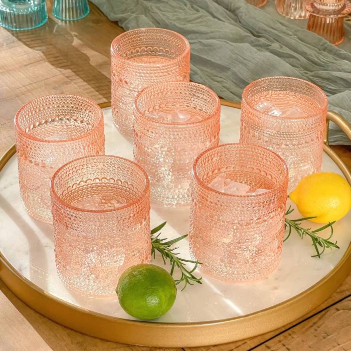 Pink sales drinking glasses