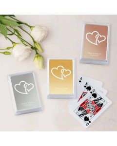 Personalized Metallic Printed Playing Cards - Double Hearts