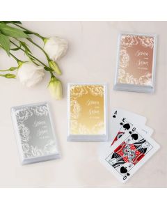 Personalized Metallic Printed Playing Cards - Modern Floral