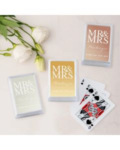 Personalized Metallic Printed Playing Cards - Mr. & Mrs.