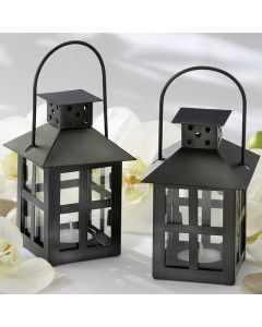 Luminous Black Mini-Lantern Tea Light Holder with soy tealight