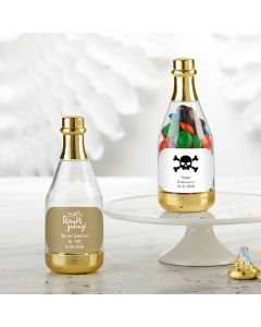 Personalized Gold Metallic Champagne Bottle Favor Container - Holiday (Set of 12)
