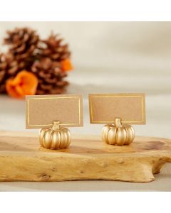 Gold Pumpkin Place Card Holder (Set of 6)