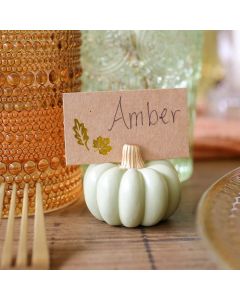 Sage Green Pumpkin Place Card Holder (Set of 6)